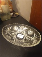 CLEAR GLASS OVAL VINTAGE CONDIMENT RELISH DISH