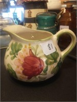 SM. CERAMIC HAND-PAINTED FLORAL PITCHER STAMPED
