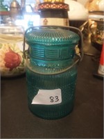 AVON VINTAGE JAR / AQUA BLUE-GREEN WIRE BAIL