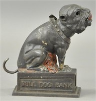 SEATED BULL DOG MECHANICAL BANK