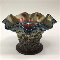 Carnival Glass Basket Weave Bowl