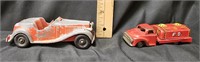Antique Hubley Red MG & Fire Truck Metal Toys