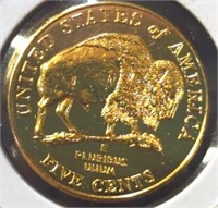 24k gold-plated 2005 P. Buffalo nickel