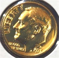 24k gold-plated 1973 d. Roosevelt dime