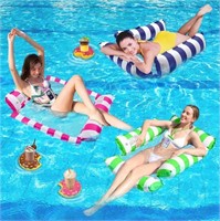 3 Pack Inflatable Pool Floats Adult, 4-in-1 Multi-