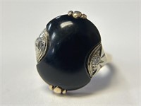 Vintage 14K Onyx and Diamond Ring