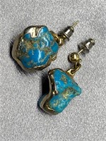 Pair turquoise nugget earrings