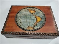 Carved wooden box 7.5x6