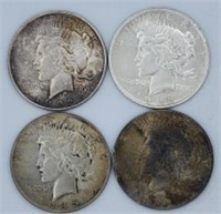 Four(4) 1922,1935 & 1923 U.S. Silver Peace Dollars