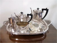 Antique Silver Plated Cameo Tea Service Set