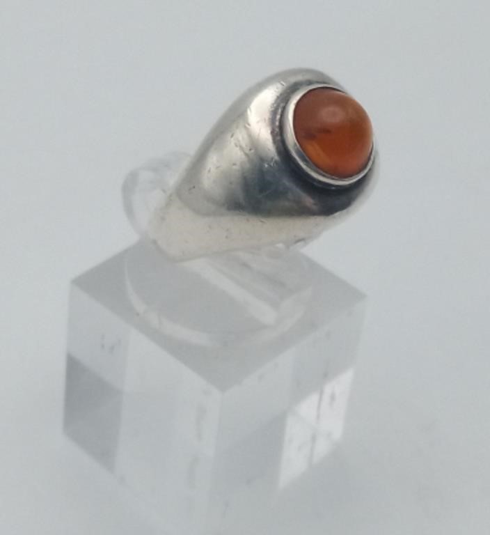 Sterling Silver & Amber ring