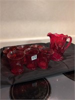 Vintage ruby red thistle pitcher