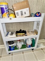ROLLING SHELF WITH CONTENTS