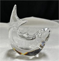 Orrefors crystal whale, signed