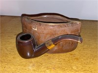 Vintage Ceramic Pipe Pouch & Pipe