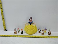 disney snow white & 7 dwarfs porcelain figurines