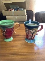 2 Wendy Johnston mugs 5"h