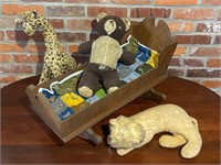 Doll Cradle & Antique Stuffed Animals