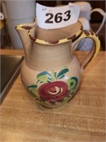 SMOOTH BOTTOM HAND PAINTED POTTERY 6" PITCHER