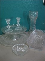 Assorted Cut & Pressed Glass As Shown 12" Vase
