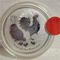 2017 2 OZ. SILVER AUSTRALIA YEAR OF ROOSTER COIN