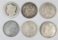 ND, 1878-S (2), 1881 (2) & 1889 Silver Morgans.