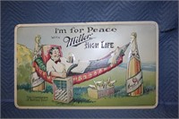 Bar Sign - "Im for Peace w/Miller High Life"