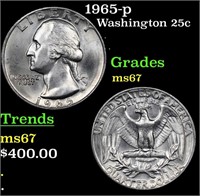 1965-p Washington Quarter 25c Grades GEM++ Unc