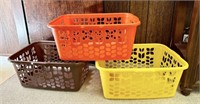 Three Vintage Rubbermaid Laundry Baskets