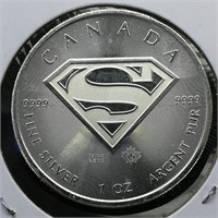 2016 Canada $5 Silver Superman 1 t oz.