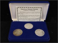 3pcs - 1921 Morgan Silver Dollar Mint Set - P, D