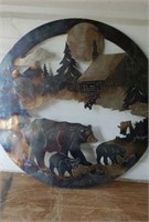 Metal Art 27.5"  Bear Family Next to the Cabin