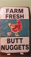 NEW METAL SIGN, BUTT NUGGETS. Large approx 12