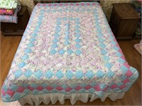 Handmade Quilt #46 Diamond Blue/Pink/Floral
