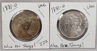 (2) 1881-O Dollars  Nice One-Sided Toning