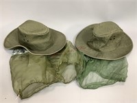 Two Bush Hats with Mosquito Nets