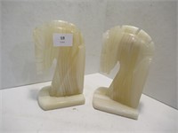 Marble Horse Head Book Ends 8"H - Chips