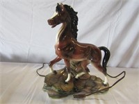 Ceramic Horse Lamp (Works) Some Chips