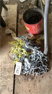 Assorted chains, & nuts bolts