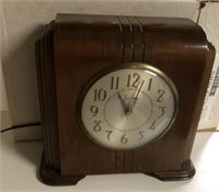 Sessions Clock Wood Case Art Deco Style, Tested