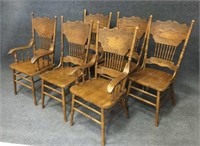 Pressed Back Oak Dining Chairs