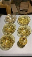 Vintage Amber Prescut Glass Candy Jar (4) Footed