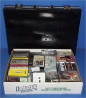 vintage cassettes case & box of cassettes