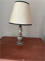 Vintage Turned Wood Table Lamp w/ Shade