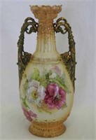 Unmarked porcelain 12 1/2" floral vase