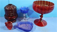Red Glass Bowl, Blue Glass Bowl, Glass Wine