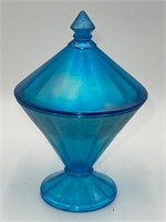 Fenton Celeste Blue Stretch Glass Candy Jar