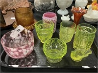 Fenton, Vaseline, Hobnail, Carnival Glass.