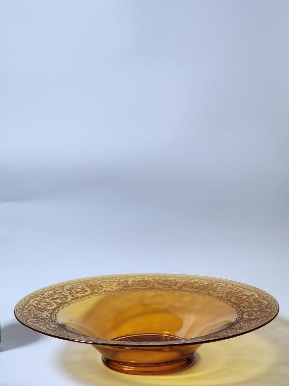 Vintage Elegant Amber Glass Center Piece Bowl