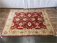 Designer Wool Red White Area Rug Spot on Corner